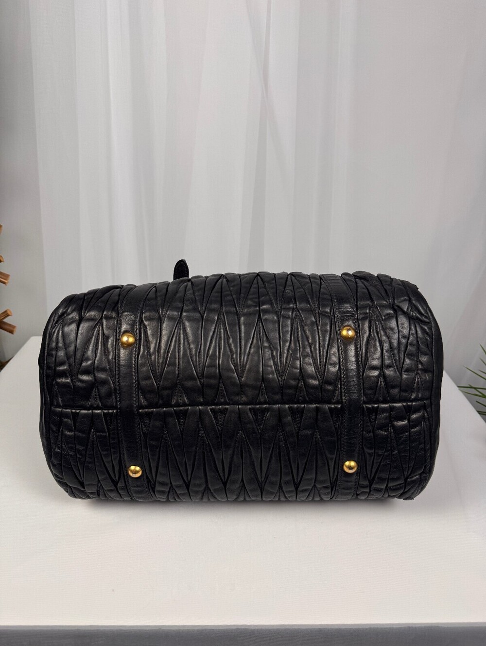 Miu Miu Black Matelassé Leather Satchel Top Handle tote Bag - Picture 5 of 8